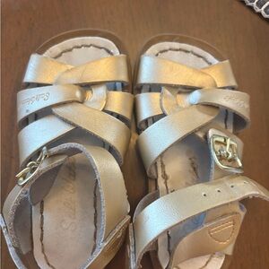Salt Water Sandals by Hoy Metallic Gold Toddler Strappy Sandals